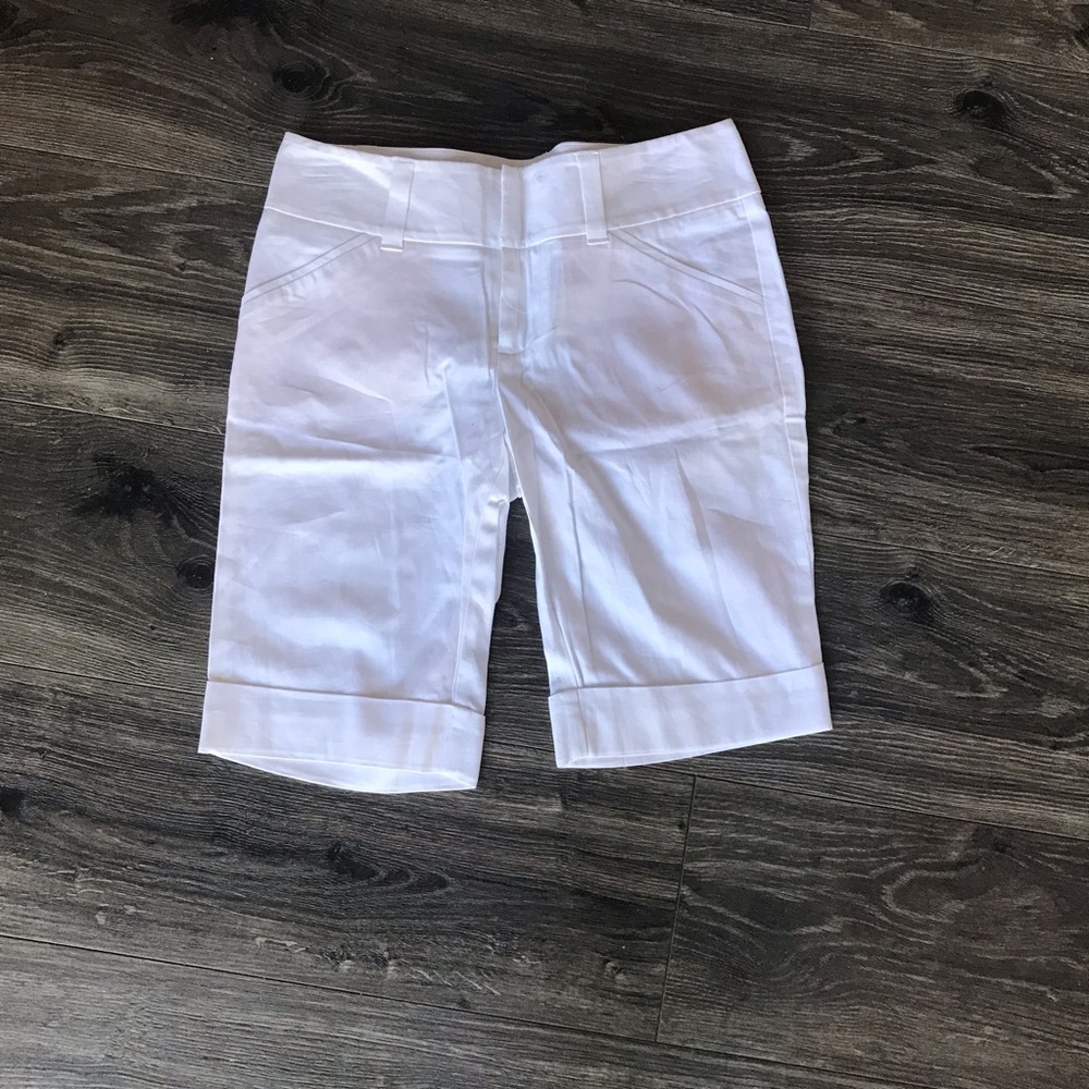 White knee length shorts